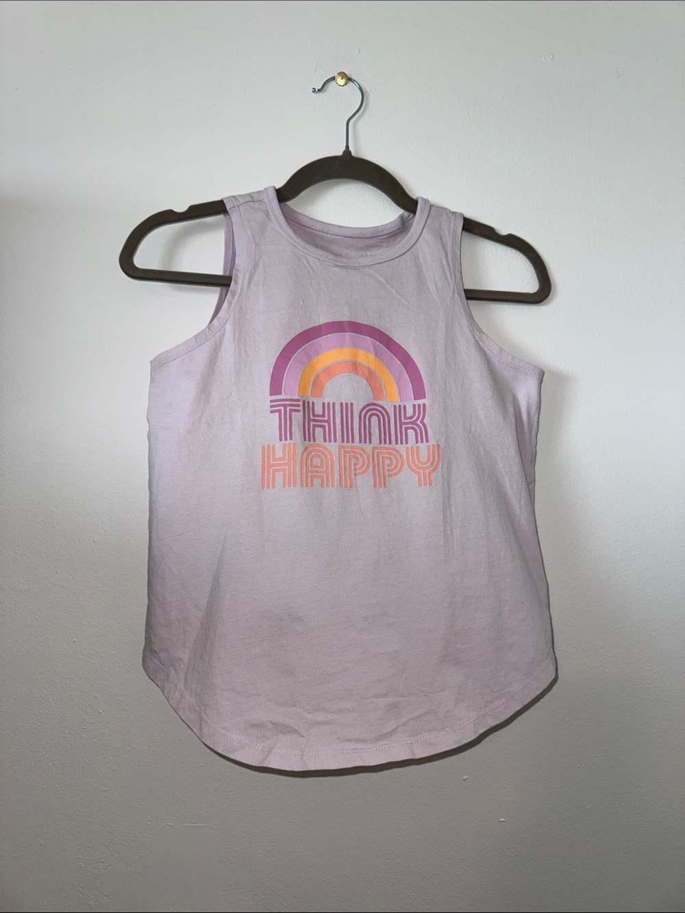 Rumi + Ryder Think Happy Lilac Graphic Tank Top, Size L